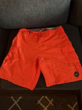 Men's Orange Swim Trunks - Cargo Boardshorts all sales are final